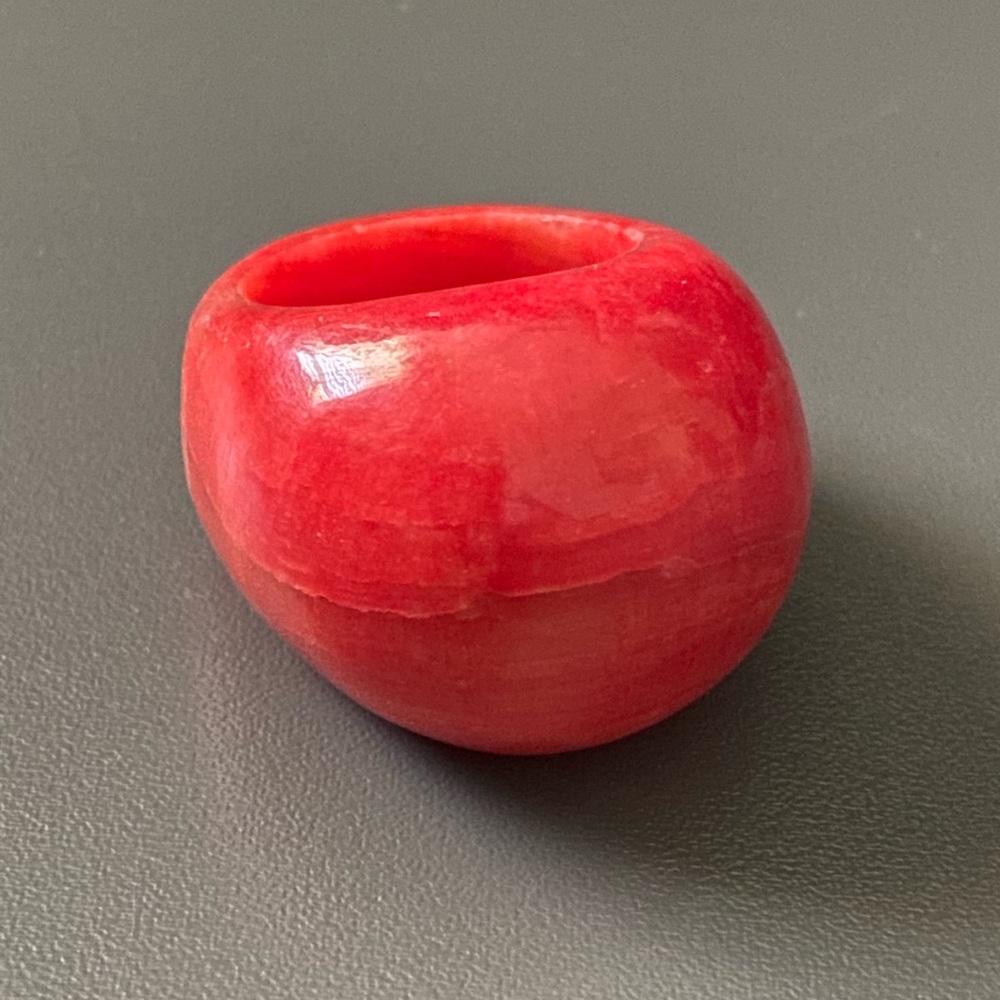Natural Red Stone Carved Vintage Ring Size 9